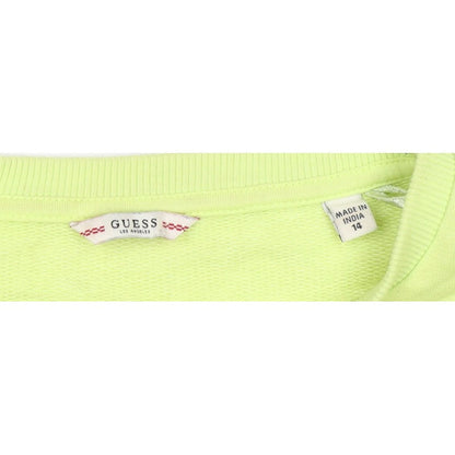 Guess Teens Yellow Logo Rhinestone Pullover Sweatshirt Size 14