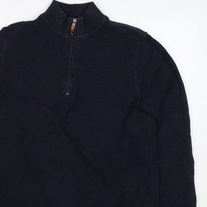 John Partridge Men’s Black S Half Zip High Neck Cotton Sweatshirt