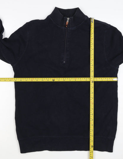 John Partridge Men’s Black S Half Zip High Neck Cotton Sweatshirt