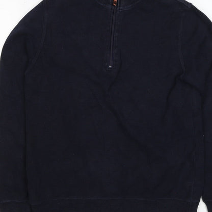 John Partridge Men’s Black S Half Zip High Neck Cotton Sweatshirt