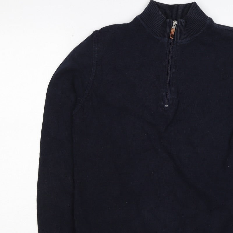 John Partridge Men’s Black S Half Zip High Neck Cotton Sweatshirt