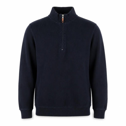 Front view of John Partridge Men’s Black S Half Zip High Neck Cotton Sweatshirt