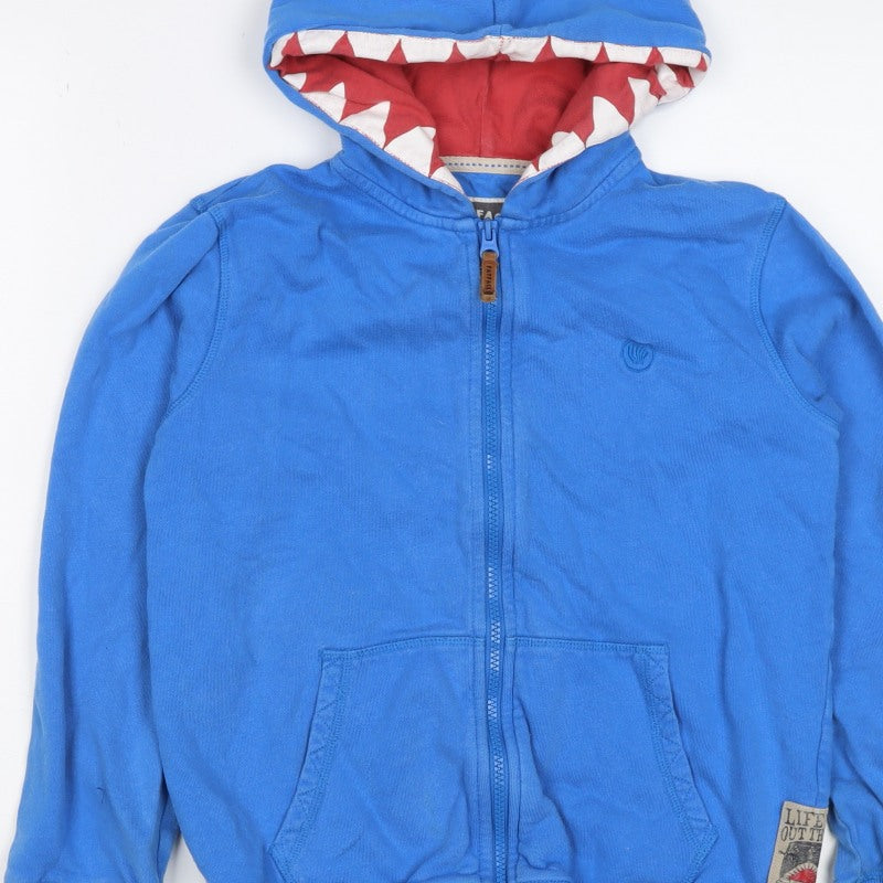 Additional view of Fat Face boys’ blue 10-11 years full zip shark hoodie cotton
