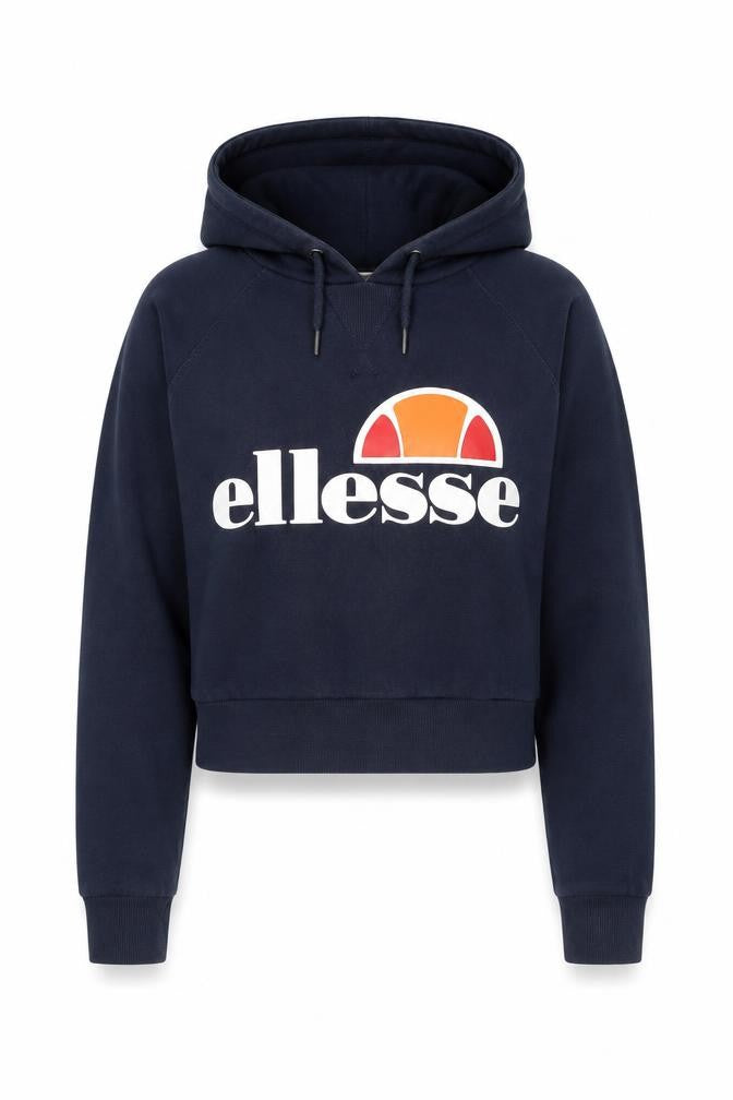 Ellesse Women Navy Blue Logo Hoodie UK 6 Pullover Cotton Blend