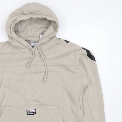 Adidas Boys Beige S Pullover Hoodie Logo Graphic Cotton