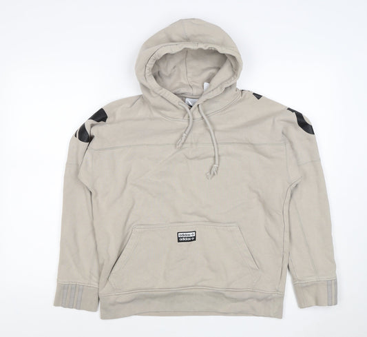 Back view of Adidas boys’ beige s pullover hoodie logo graphic cotton