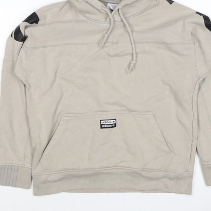 Adidas Boys Beige S Pullover Hoodie Logo Graphic Cotton