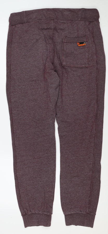 Superdry Men’s Purple Flecked Fleece Joggers Size S Drawstring