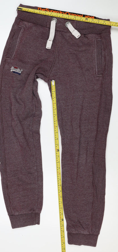 Superdry Men’s Purple Flecked Fleece Joggers Size S Drawstring
