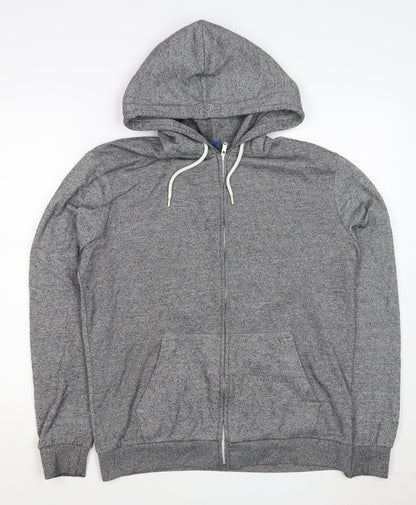 H&M Divided Men’s Grey M Full Zip Hooded Sweatshirt Cotton Blend