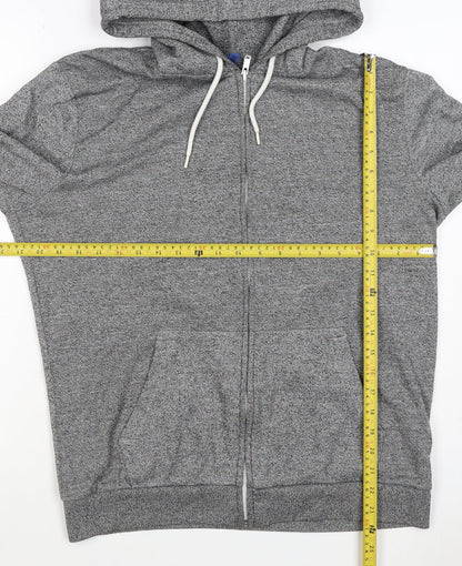H&M Divided Men’s Grey M Full Zip Hooded Sweatshirt Cotton Blend