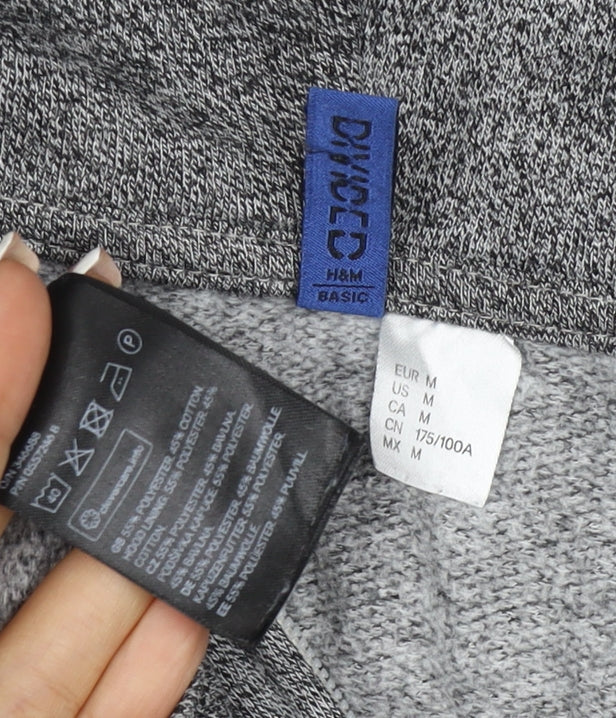 H&M Divided Men’s Grey M Full Zip Hooded Sweatshirt Cotton Blend