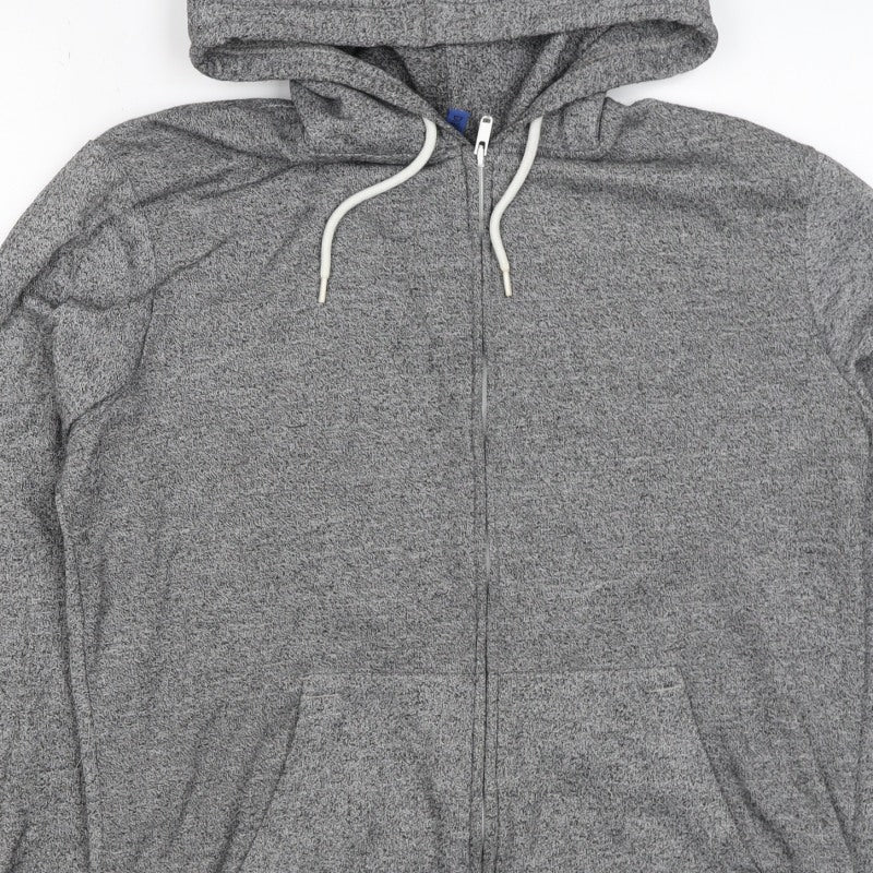 H&M Divided Men’s Grey M Full Zip Hooded Sweatshirt Cotton Blend