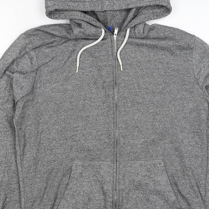 H&M Divided Men’s Grey M Full Zip Hooded Sweatshirt Cotton Blend