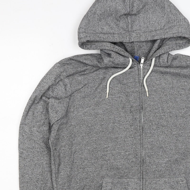 H&M Divided Men’s Grey M Full Zip Hooded Sweatshirt Cotton Blend