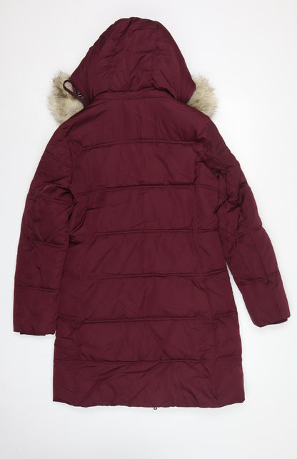 Marks & Spencer Women’s Burgundy UK 8 Stormwear Long Hooded Puffer Coat