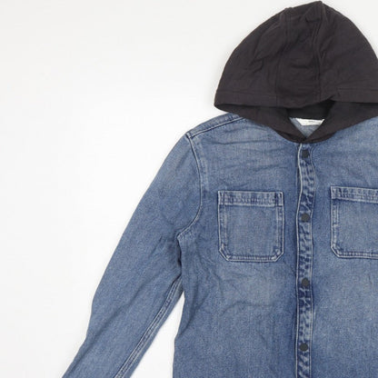 Additional view of Marks & Spencer boys’ blue 13-14 years hooded denim shirt jacket
