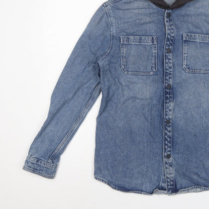 Additional view of Marks & Spencer boys’ blue 13-14 years hooded denim shirt jacket