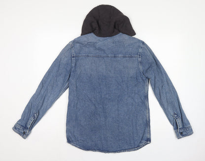 Brand and care label for Marks & Spencer boys’ blue 13-14 years hooded denim shirt jacket