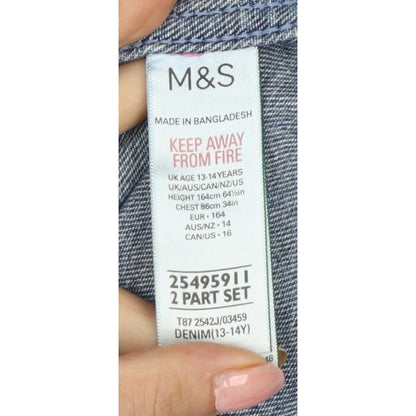 Additional view of Marks & Spencer boys’ blue 13-14 years hooded denim shirt jacket
