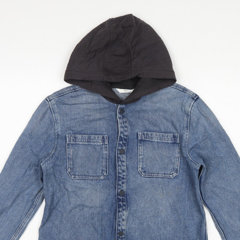 Additional view of Marks & Spencer boys’ blue 13-14 years hooded denim shirt jacket