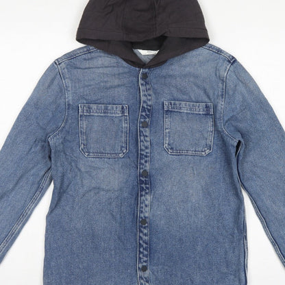Additional view of Marks & Spencer boys’ blue 13-14 years hooded denim shirt jacket