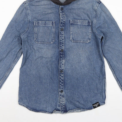 Additional view of Marks & Spencer boys’ blue 13-14 years hooded denim shirt jacket