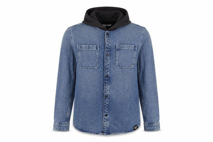 Front view of Marks & Spencer boys’ blue 13-14 years hooded denim shirt jacket