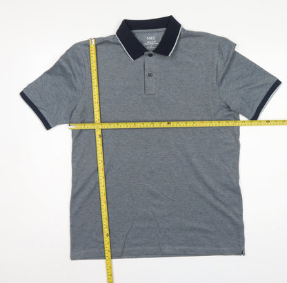 Marks and Spencer Men's Grey M Ultimate Polo Regular Fit Cotton Stretch
