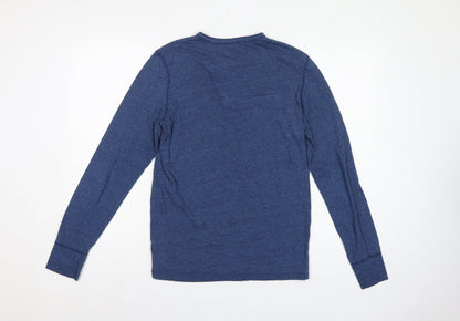 American Eagle Men Blue Small Athletic Fit Long Sleeve Henley T-Shirt