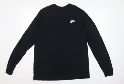 Nike Men's Black M Loose Fit Long Sleeve Logo Cotton T-Shirt