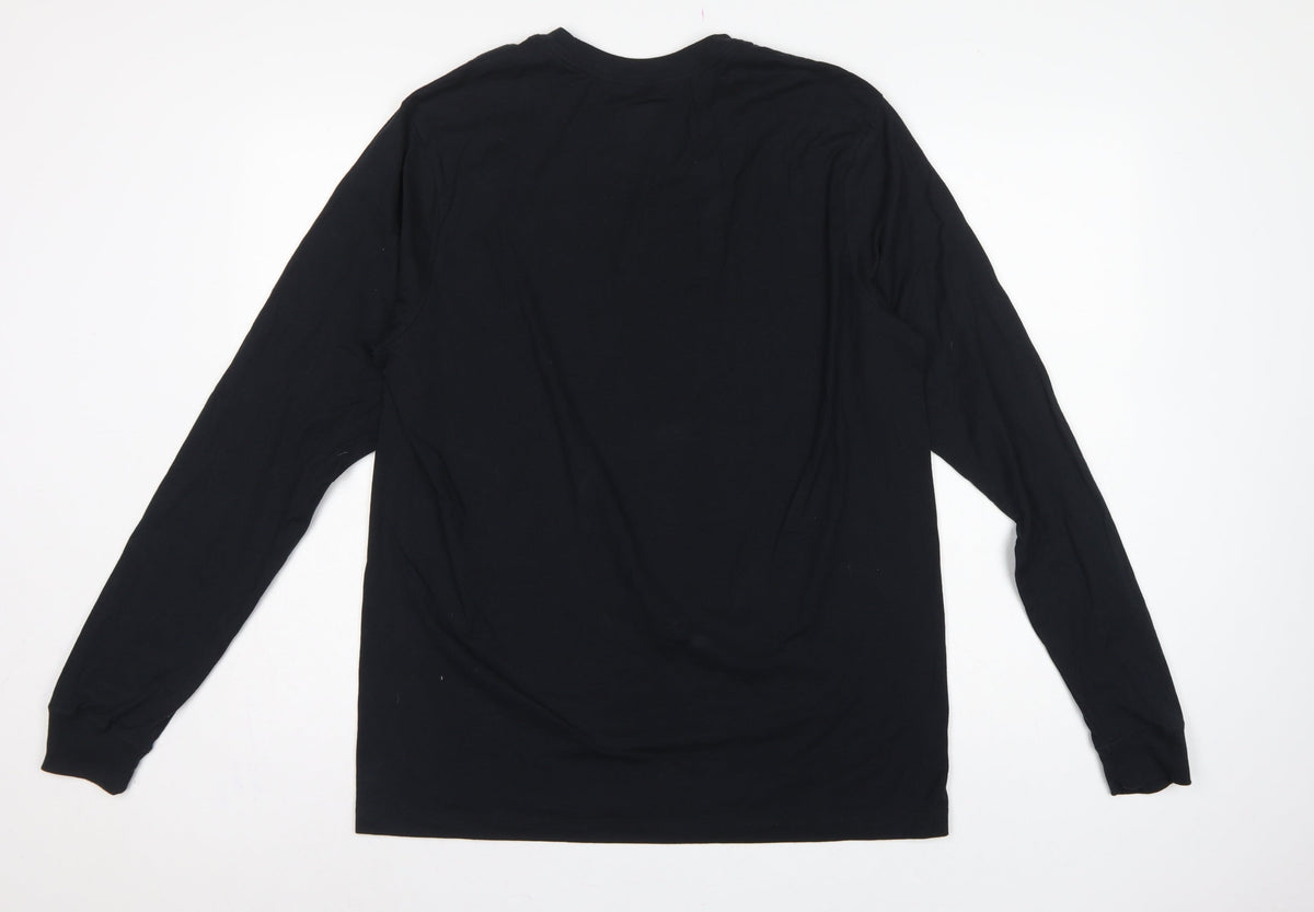 Nike Men's Black M Loose Fit Long Sleeve Logo Cotton T-Shirt