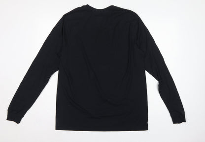 Nike Men's Black M Loose Fit Long Sleeve Logo Cotton T-Shirt