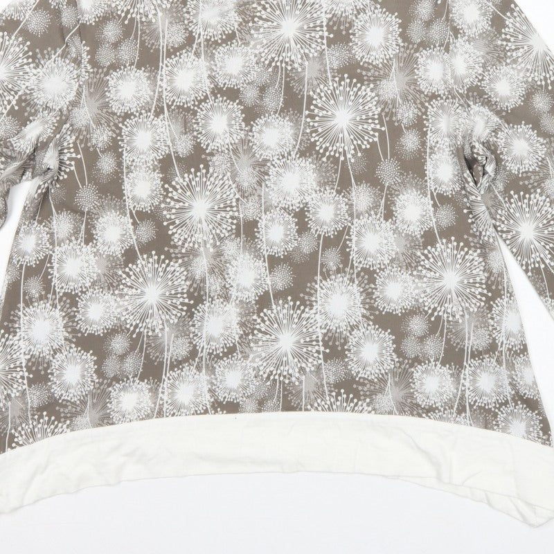 Saloos Women Brown Floral Tunic Blouse UK 14 Long Sleeve Stretch