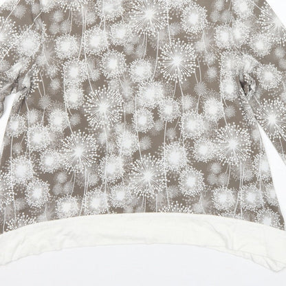 Saloos Women Brown Floral Tunic Blouse UK 14 Long Sleeve Stretch