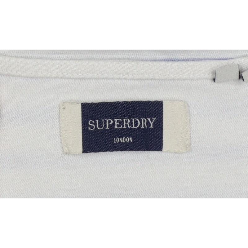 Superdry Women White Purple Stripe Long Sleeve Jersey T-Shirt UK 10