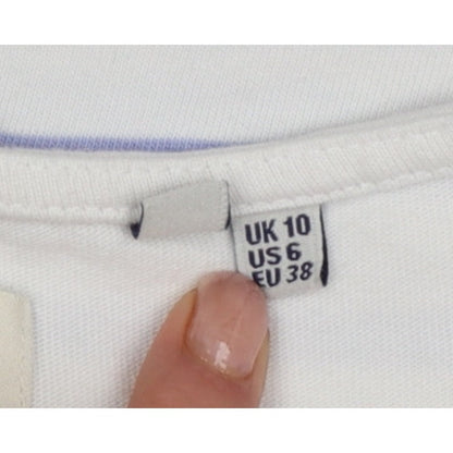 Superdry Women White Purple Stripe Long Sleeve Jersey T-Shirt UK 10