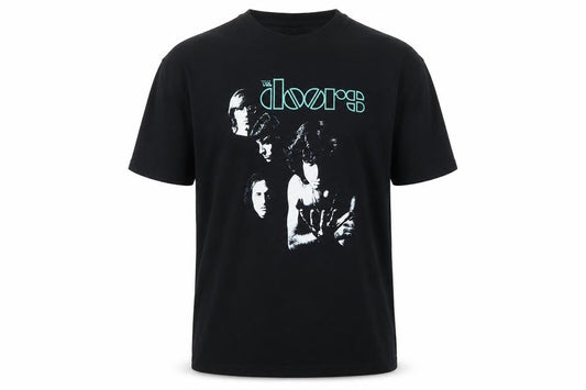 Gildan Mens Black XL The Doors Band Graphic Print Crew Neck T-Shirt