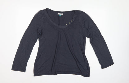 White Stuff Women’s Blue Size 14 Cotton Scoop Neck Button Blouse