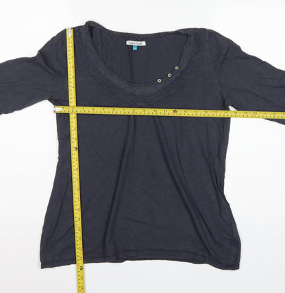 White Stuff Women’s Blue Size 14 Cotton Scoop Neck Button Blouse