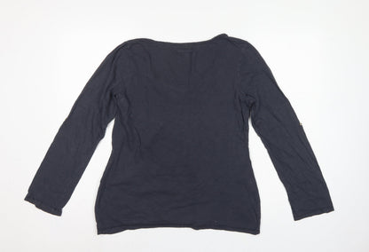 White Stuff Women’s Blue Size 14 Cotton Scoop Neck Button Blouse