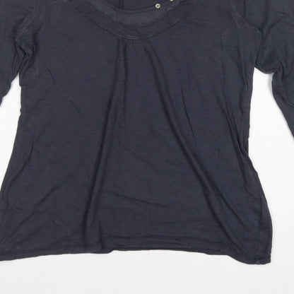 White Stuff Women’s Blue Size 14 Cotton Scoop Neck Button Blouse