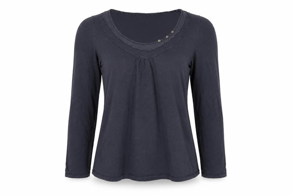 White Stuff Women’s Blue Size 14 Cotton Scoop Neck Button Blouse