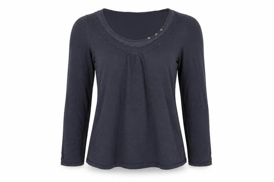 White Stuff Women’s Blue Size 14 Cotton Scoop Neck Button Blouse