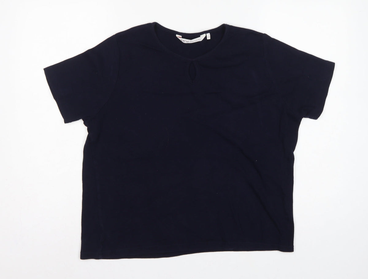 EWM Pure Classics Women’s Blue Size 20 Basic Cotton Keyhole T-Shirt