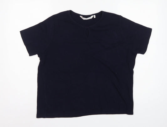 EWM Pure Classics Women’s Blue Size 20 Basic Cotton Keyhole T-Shirt