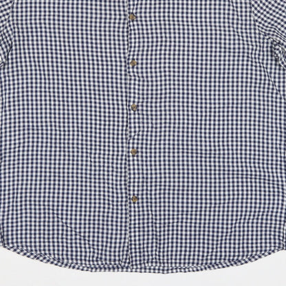 Mountain Warehouse Men’s Blue Gingham Check XL Short Sleeve Button-Up Shirt