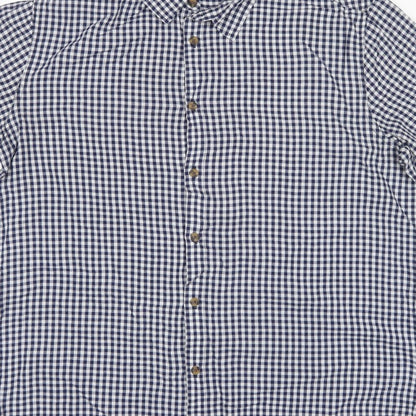 Mountain Warehouse Men’s Blue Gingham Check XL Short Sleeve Button-Up Shirt