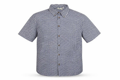 Mountain Warehouse Men’s Blue Gingham Check XL Short Sleeve Button-Up Shirt