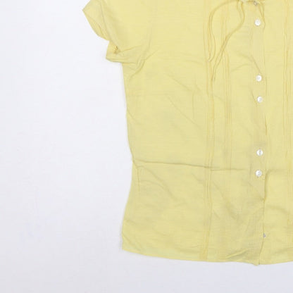 Original Swiss Quality Women Yellow UK 14 Button-Up Short Sleeve Blouse